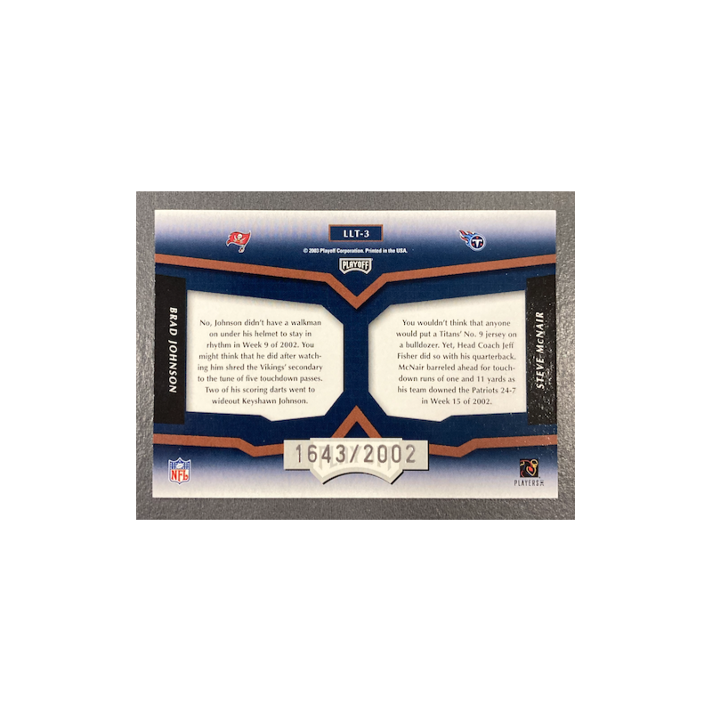 BRAD JOHNSON / STEVE McNAIR 2003 PLAYOFF PRESTIGE LEAGUE LEADERS 1643/2002