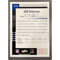 WILL PETERSON 2003 SCORE SCORECARD 163/500