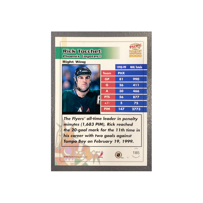 RICK TOCCHET 1999-00 PACIFIC PARAMOUNT HOLOGRAPHIC SILVER 59/99