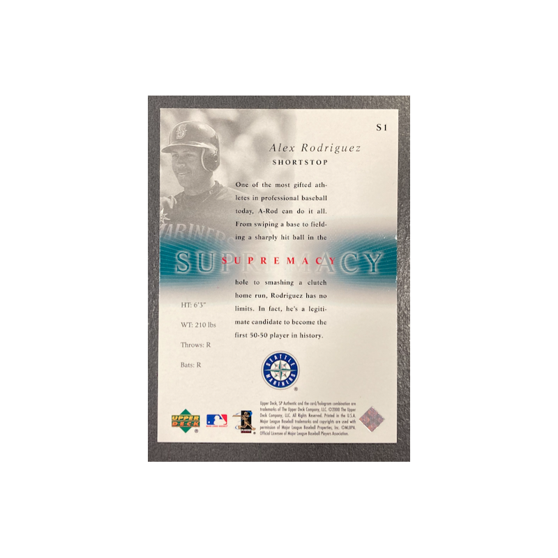 ALEX RODRIGUEZ 2000 UPPER DECK SP AUTHENTIC SUPREMACY S1