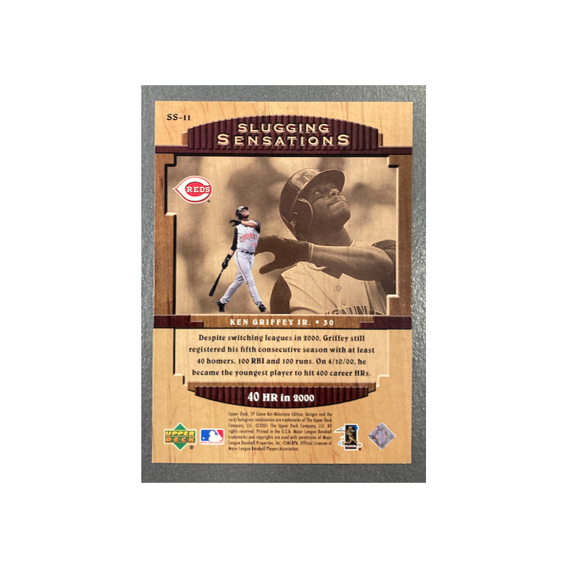 KEN GRIFFEY JR 2001 UPPER DECK MILESTONE SLUGGING SENSATIONS SS-11