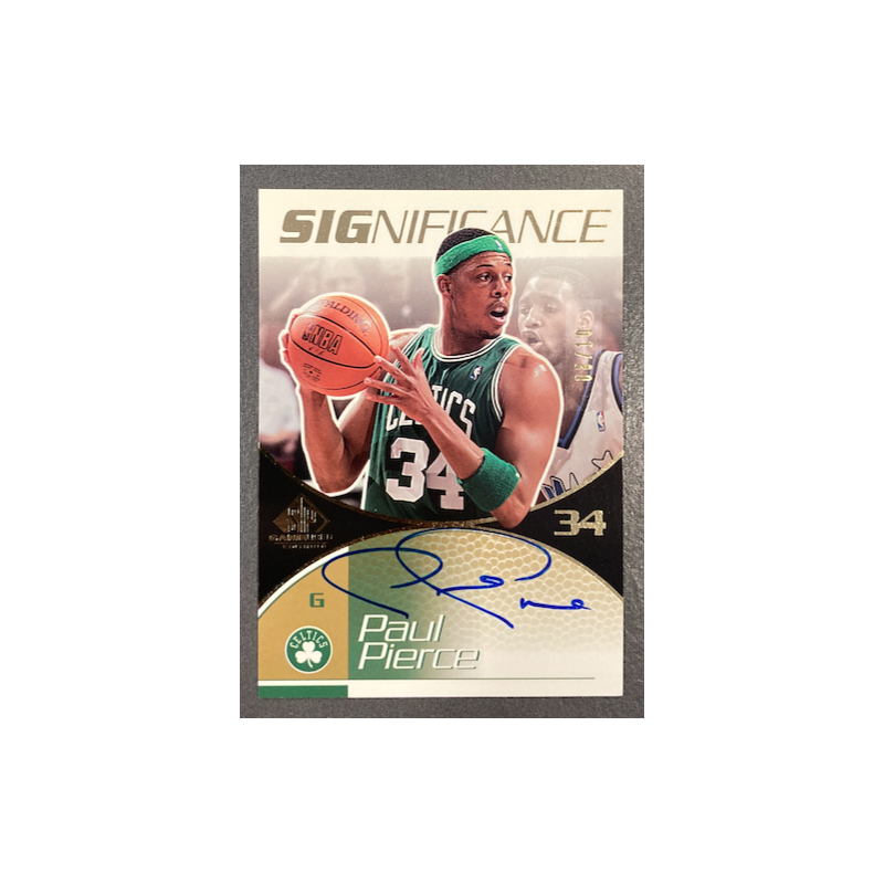 PAUL PIERCE 2003-04 UPPER DECK SP GAME USED SIGNIFICANCE AUTO 8/10
