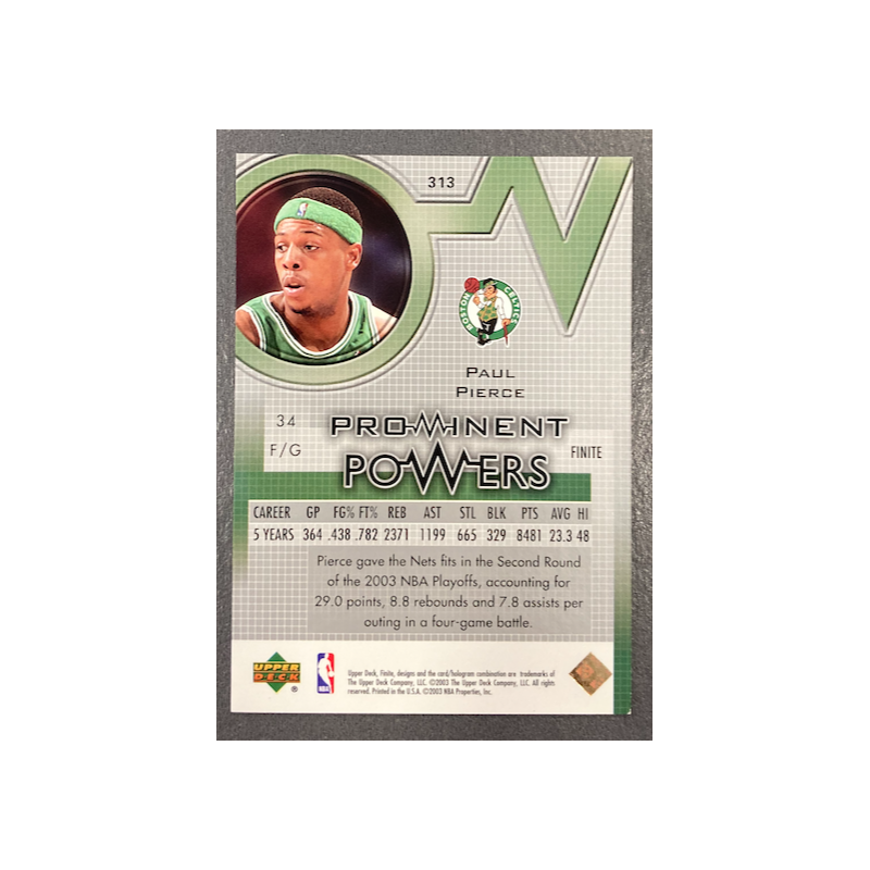 PAUL PIERCE 2003-04 UD FINITE GOLD PROMINENT POWERS 8/25