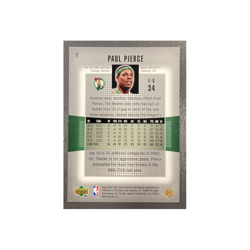 PAUL PIERCE 2003-04 UPPER DECK FINITE GOLD 67/100