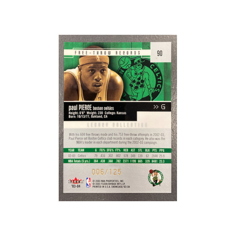 PAUL PIERCE 2003-04 FLEER SHOWCASE LEGACY 06/125