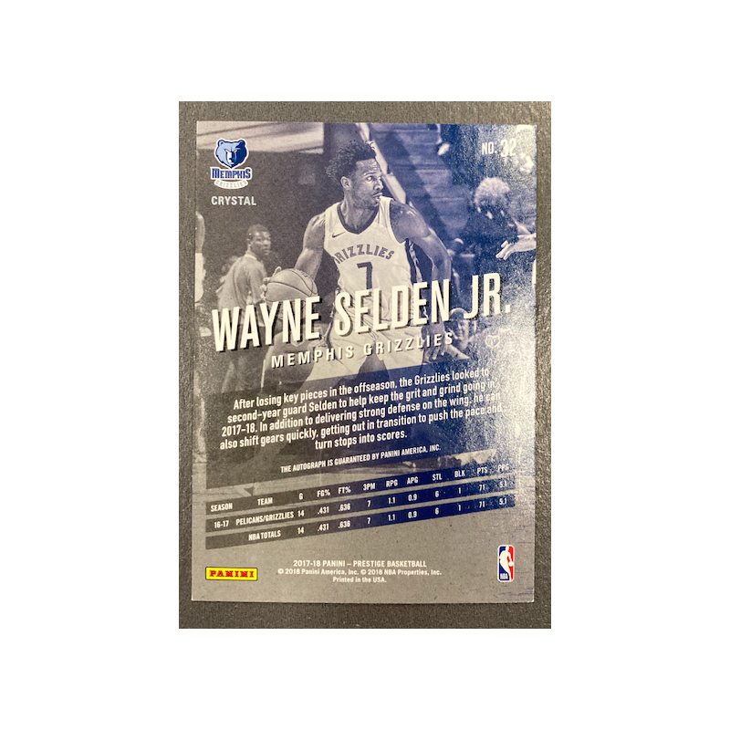 WAYNE SELDEN JR 2017-18 PANINI PRESTIGE BONUS SHOT AUTO