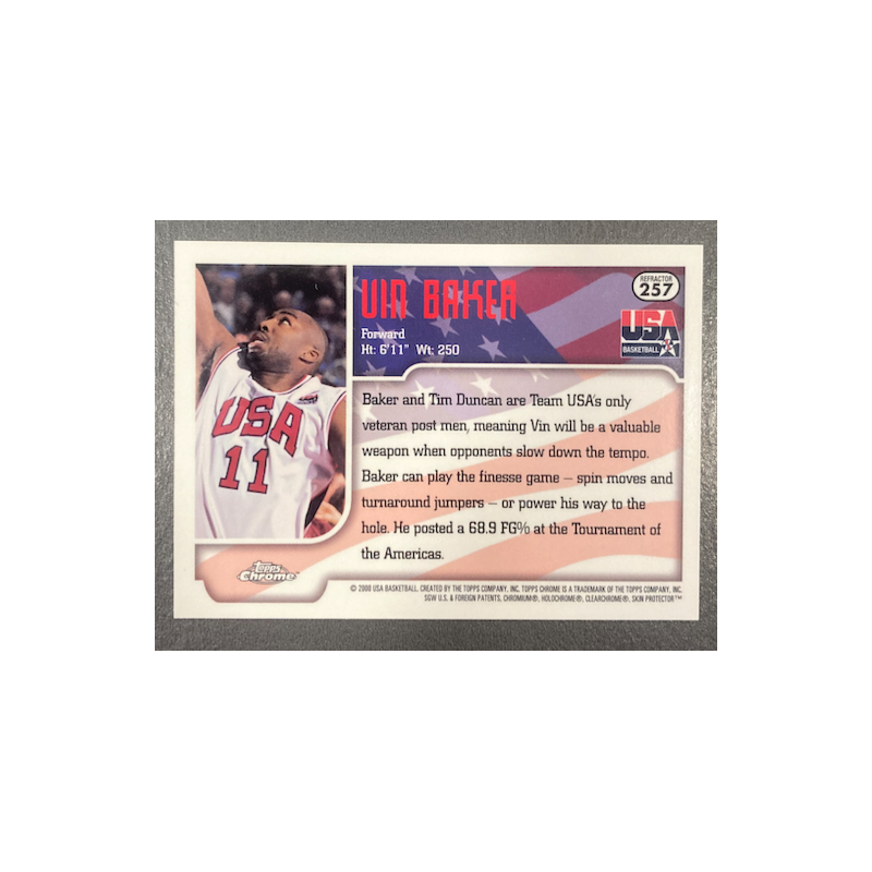 VIN BAKER 1999-00 TOPPS CHROME REFRACTOR USA - 257