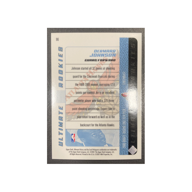 DerMarr JOHNSON 2000-01 UPPER DECK ULTIMATE VICTORY ROOKIE 635/1500