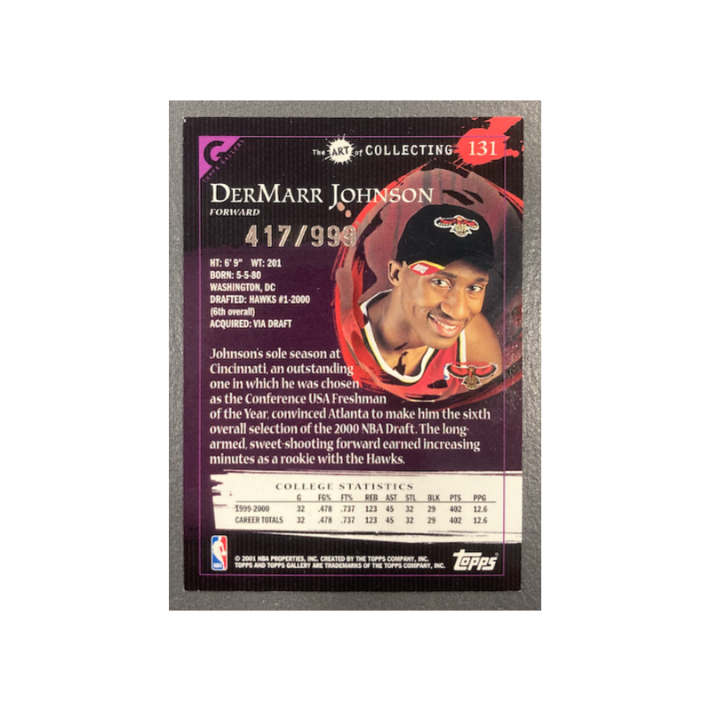 DerMarr JOHNSON 2000-01 TOPPS GALLERY APPRENTICES ROOKIE 417/999