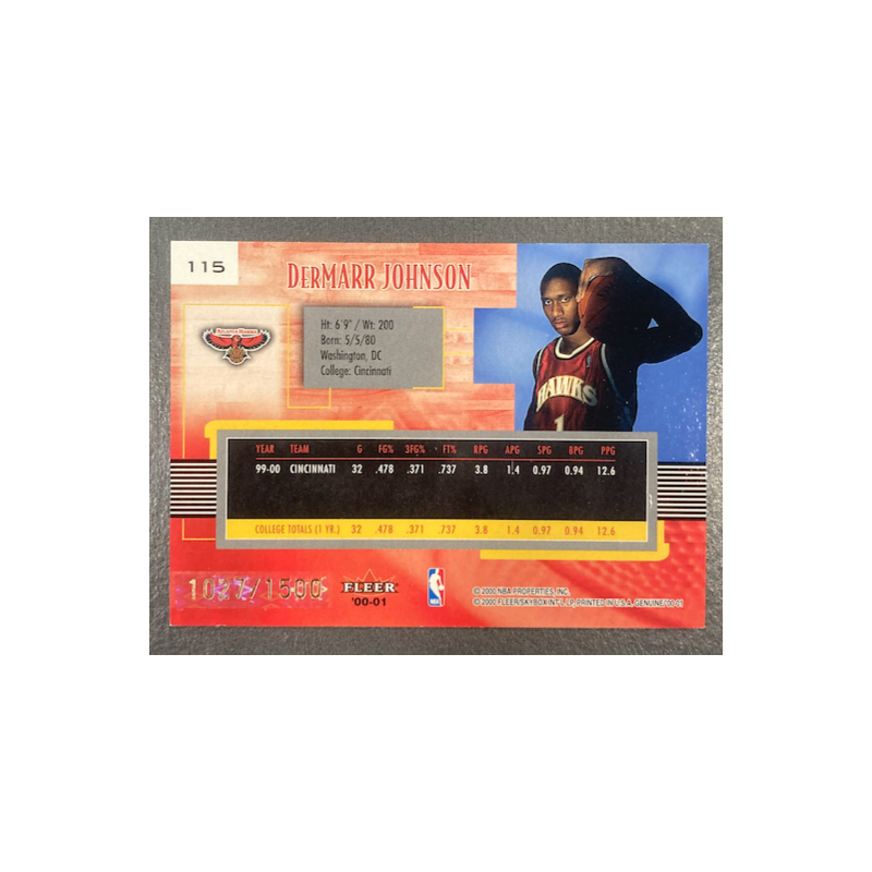 DerMarr JOHNSON 2000-01 FLEER GENUINE ROOKIE 1027/1500