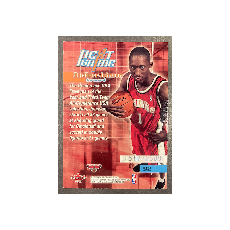 DerMarr JOHNSON 2000-01 FLEER GAME TIME ROOKIE 1517/2500