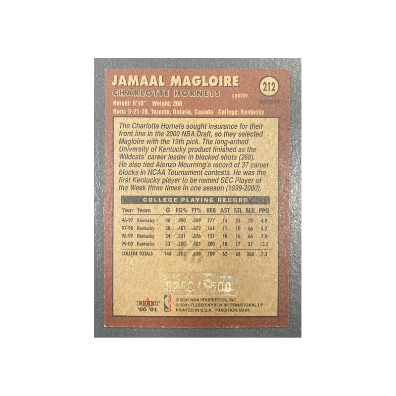 JAMAAL MAGLOIRE 2000-01 FLEER TRADITION GLOSSY ROOKIE 0268/1500