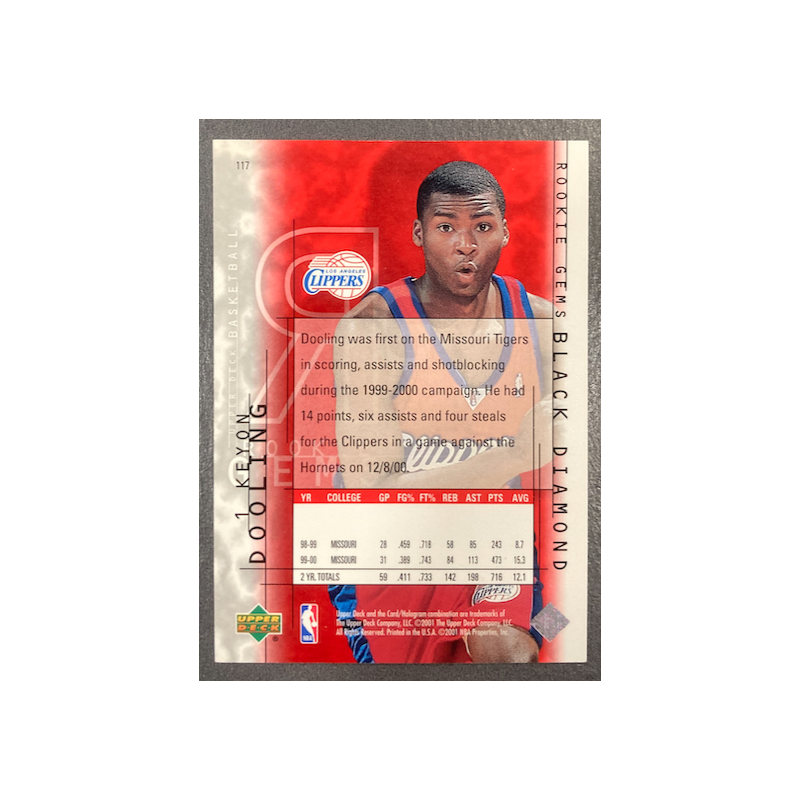 KEYON DOOLING 2000-01 UPPER DECK BLACK DIAMOND ROOKIE 119/750