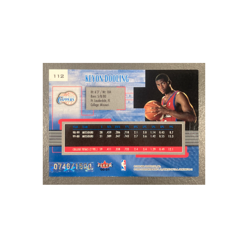 KEYON DOOLING 2000-01 FLEER GENUINE ROOKIE 746/1500