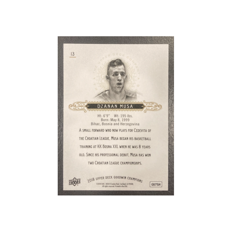 DZANAN MUSA 2018 UPPER DECK GOODWIN CHAMPIONS - 13