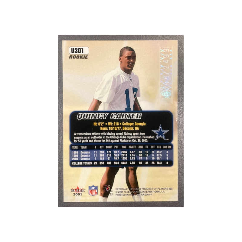 QUNICY CARTER 2001 FLEER ULTRA ROOKIE 0044/2499