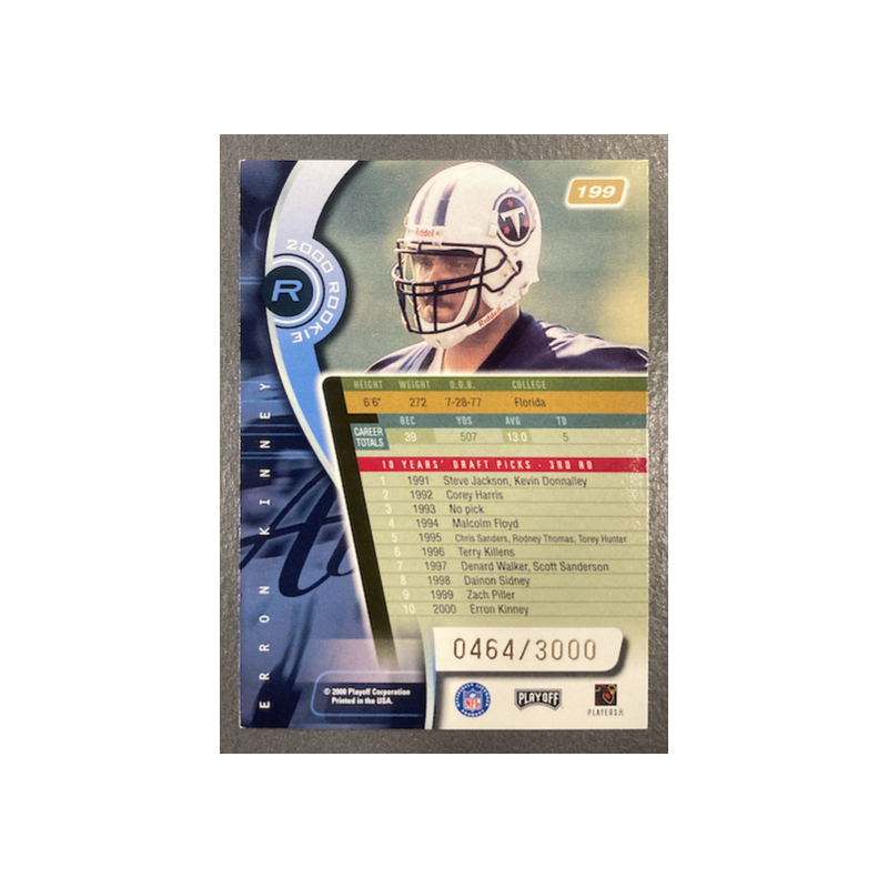 ERRON KINNEY 2000 PLAYOFF ABSOLUTE ROOKIE 464/3000 - EXMT CONDITION