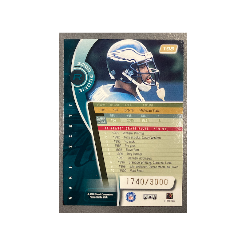 GARI SCOTT 2000 PLAYOFF ABSOLUTE ROOKIE 1740/3000 - EXMT CONDITION