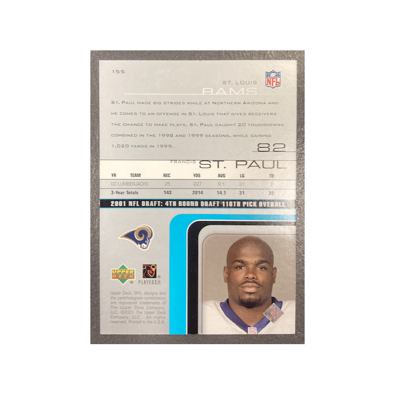 FRANCIS ST-PAUL 2001 UD SPx ROOKIE 644/999