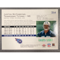JUSTIN McCAREINS 2001 FLEER PREMIUM ROOKIE 895/2001