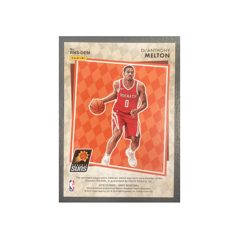 De'ANTHONY MELTON 2018-19 PANINI HOOPS RISE N SHINE JERSEY