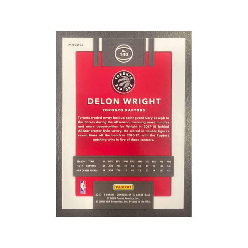 DELON WRIGHT 2017-18 PANINI DONRUSS OPTIC FAST BREAK HOLO PRIZM