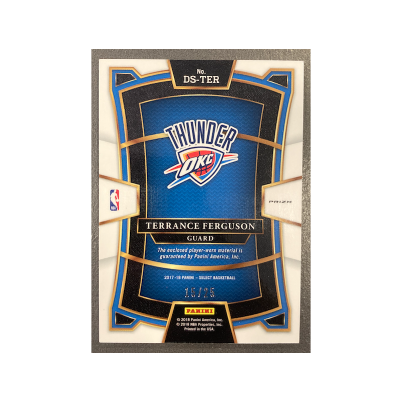 TERRANCE FERGUSON 2017-18 PANINI SELECT DRAFT SELECTIONS PATCH PRIZM TIE DYE 15/25