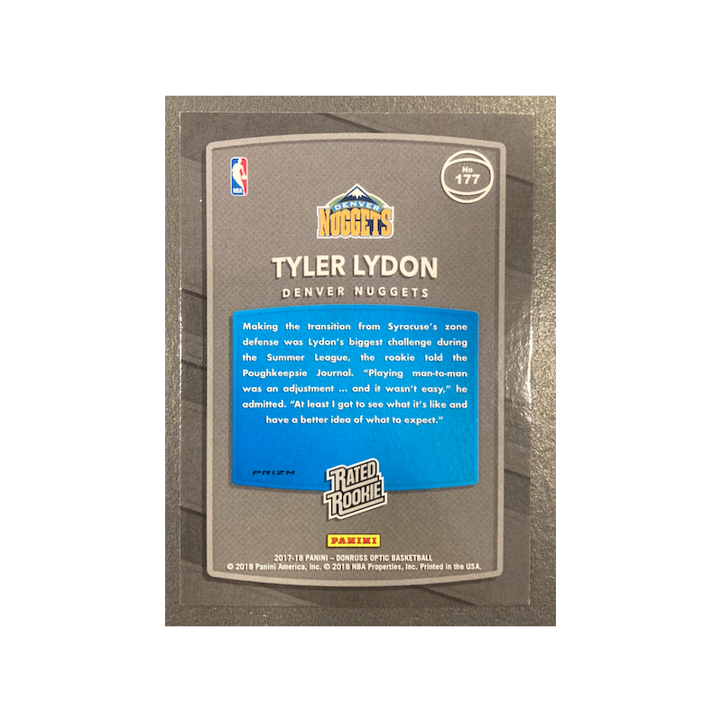 TYLER LYDON 2017-18 DONRUSS OPTIC FASTBREAK HOLO RATED ROOKIE