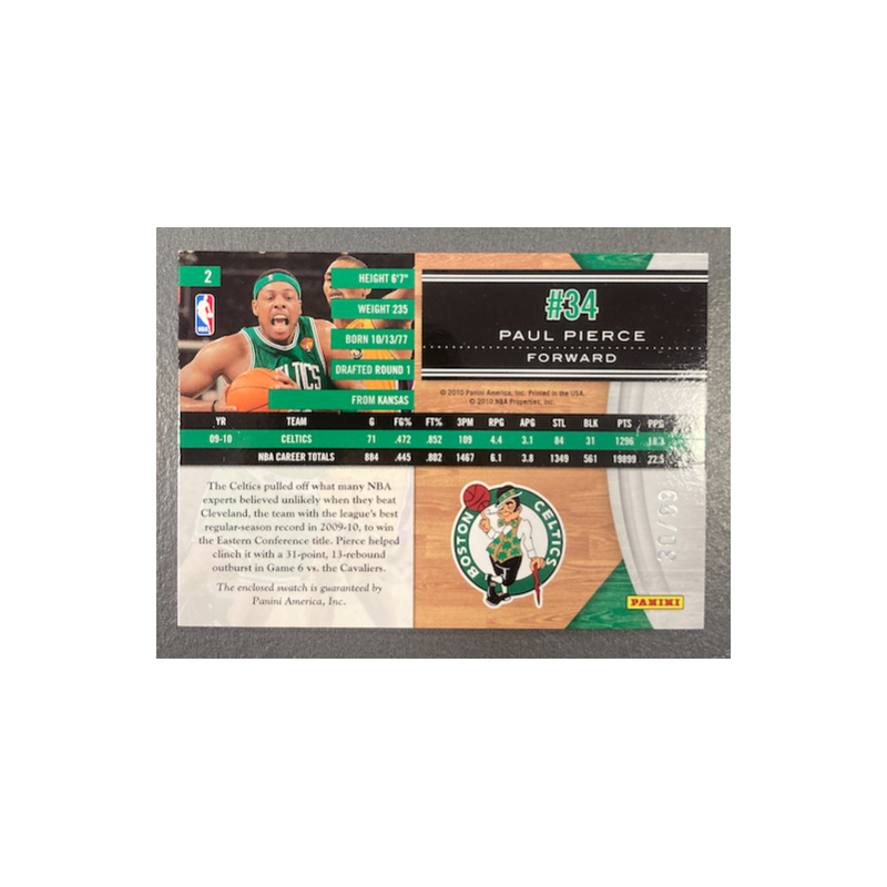 PAUL PIERCE 2010-11 PANINI LIMITED THREADS 30/99