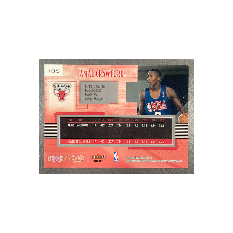 JAMAAL CRAWFORD 2000-01 FLEER GENUINE ROOKIE 725/1500
