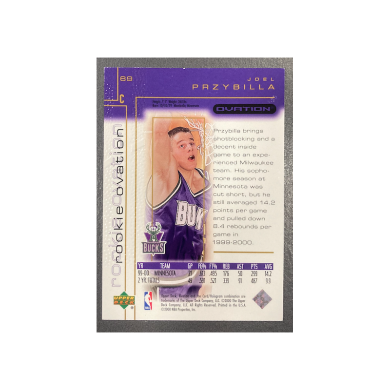 JOEL PRZYBILLA 2000-01 UPPER DECK BLACK DIAMOND 1395/2000