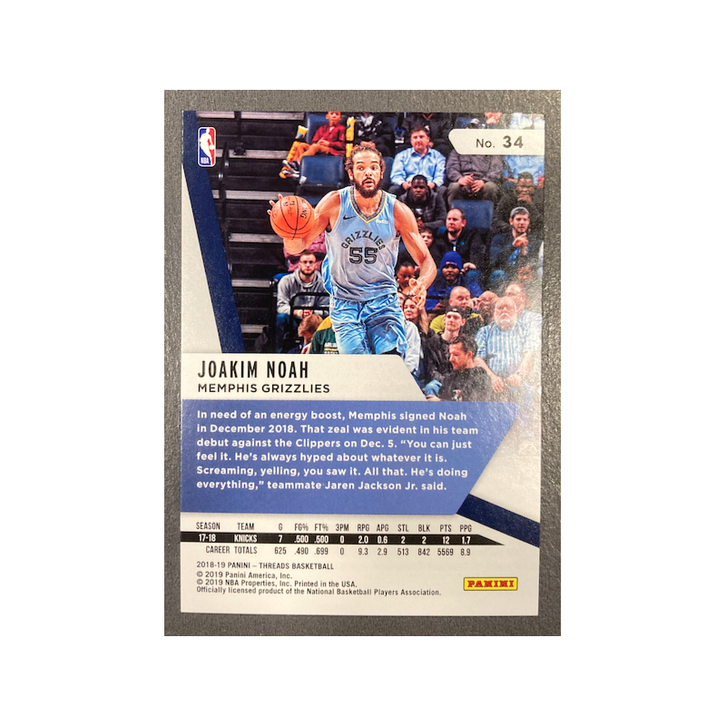 JOAKIM NOAH 2018-19 PANINI THREADS PREMIUM BLACK 1/1