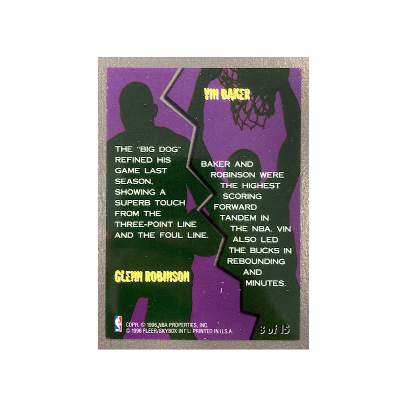 GLENN ROBINSON / VIN BAKER 1996-97 FLEER GAME BREAKERS 8