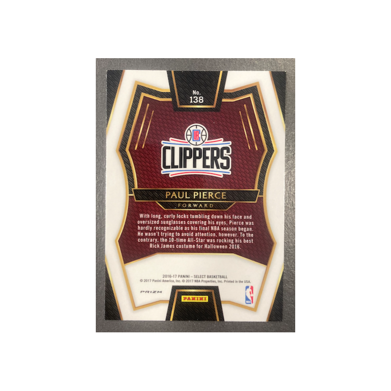 PAUL PIERCE 2016-17 PANINI SELECT SILVER PRIZM 138