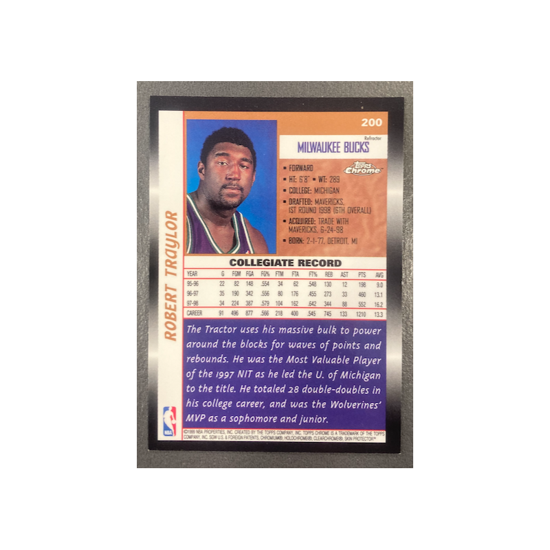 ROBERT TRAYLOR 1998-99 TOPPS CHROME ROOKIE REFRACTOR 200