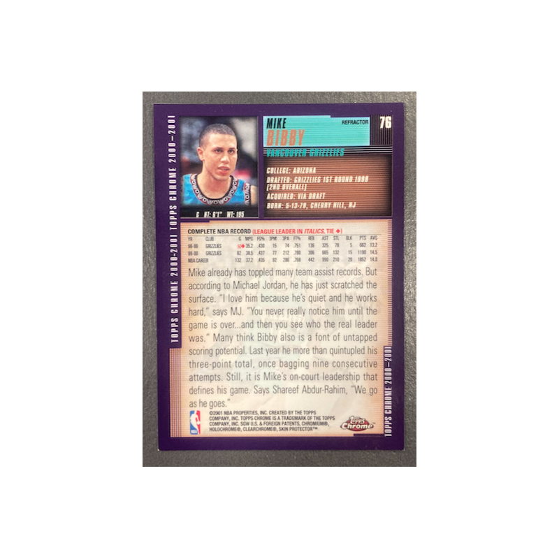 MIKE BIBBY 2000-01 TOPPS CHROME REFRACTOR 76