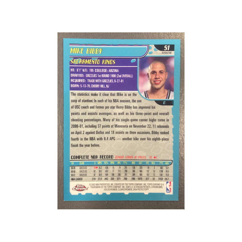 MIKE BIBBY 2001-02 TOPPS CHROME REFRACTOR 91