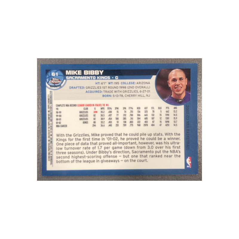 MIKE BIBBY 2002-03 TOPPS CHROME REFRACTOR 61