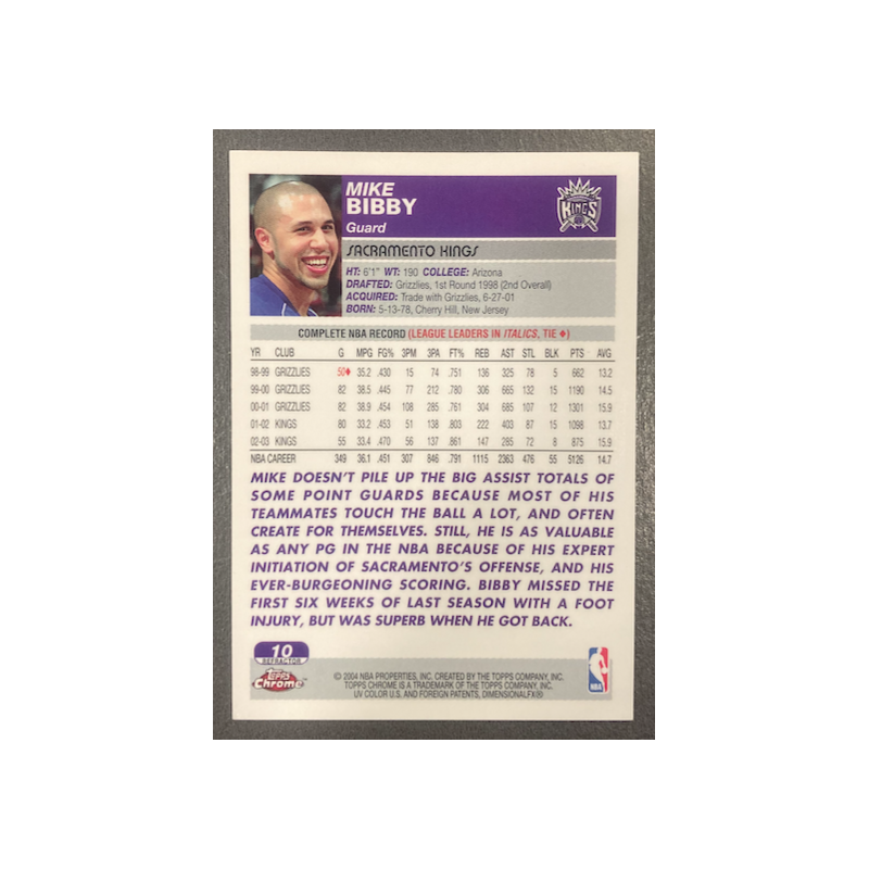 MIKE BIBBY 2003-04 TOPPS CHROME REFRACTOR 10