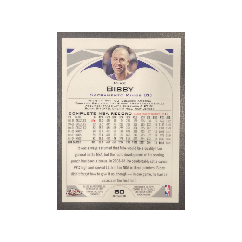 MIKE BIBBY 2004-05 TOPPS CHROME REFRACTOR 80