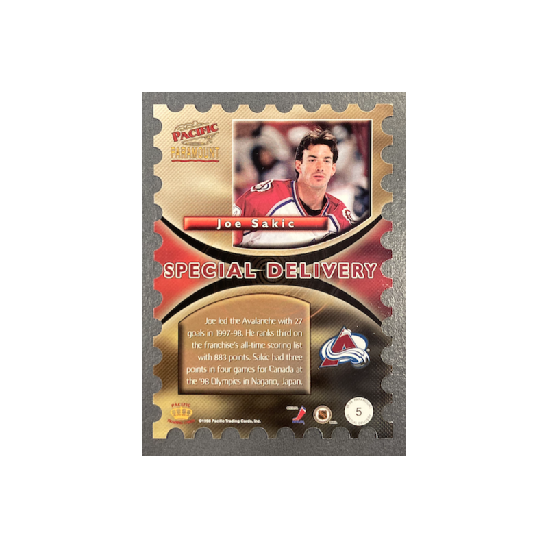 JOE SAKIC 1998 PACIFIC PARAMOUNT SPECIAL DELIVERY DIE CUT 5