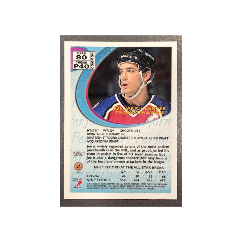 JOE SAKIC 1995 TOPPS FINEST 80