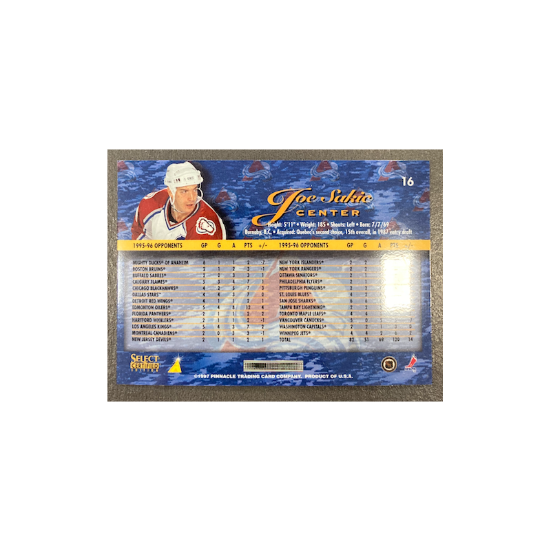 JOE SAKIC 1996 SELECT CERTIFIED EDITION 16