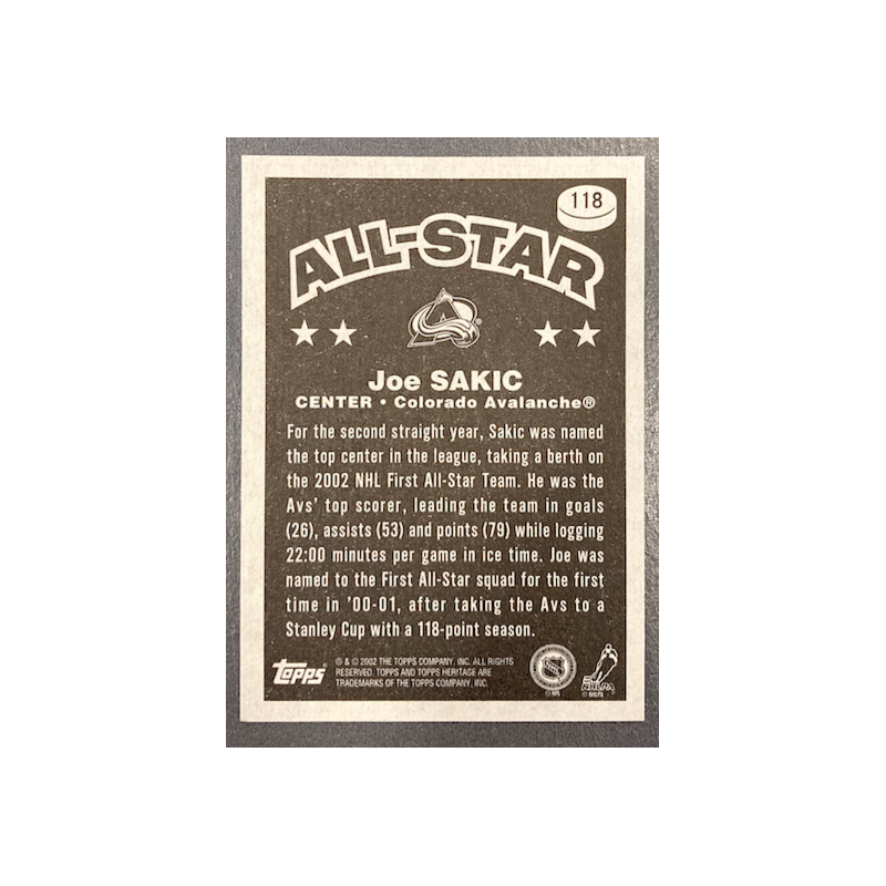 JOE SAKIC 2002 TOPPS HERITAGE ALL-STAR 118 - EXMT CONDITION