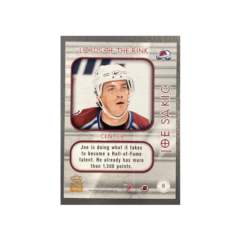 JOE SAKIC 2004 PACIFIC CROWN ROYALE LORDS OF THE RINK 8