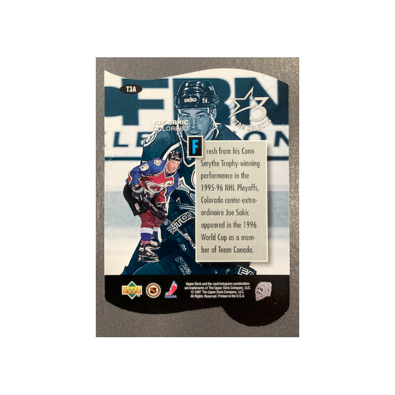 JOE SAKIC 1997 UPPER DECK 3 STAR SELECTS DIE CUT T3A
