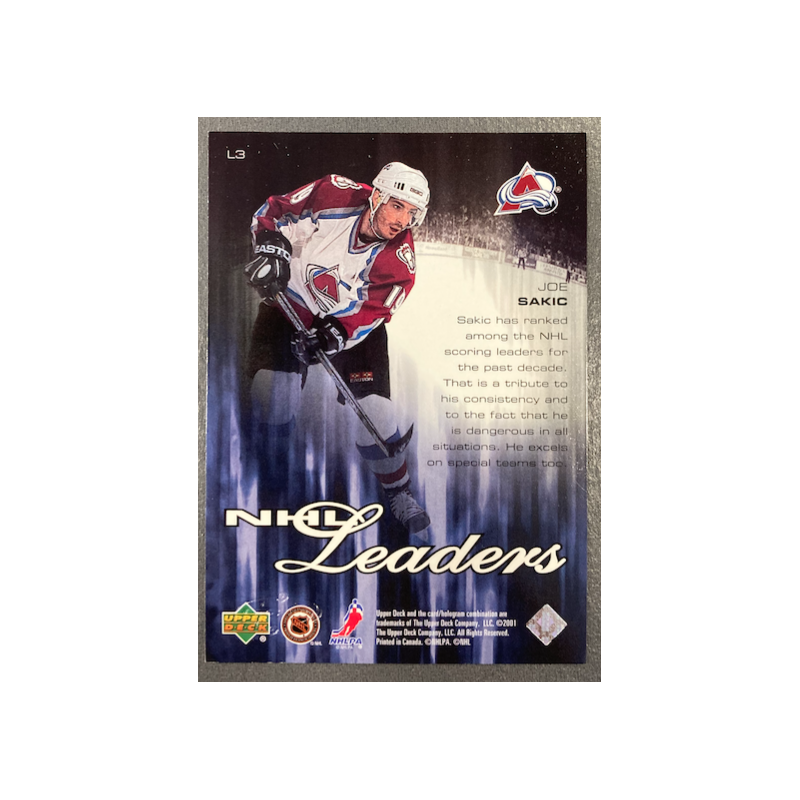 JOE SAKIC 2000 UPPERDECK NHL LEADERS L3
