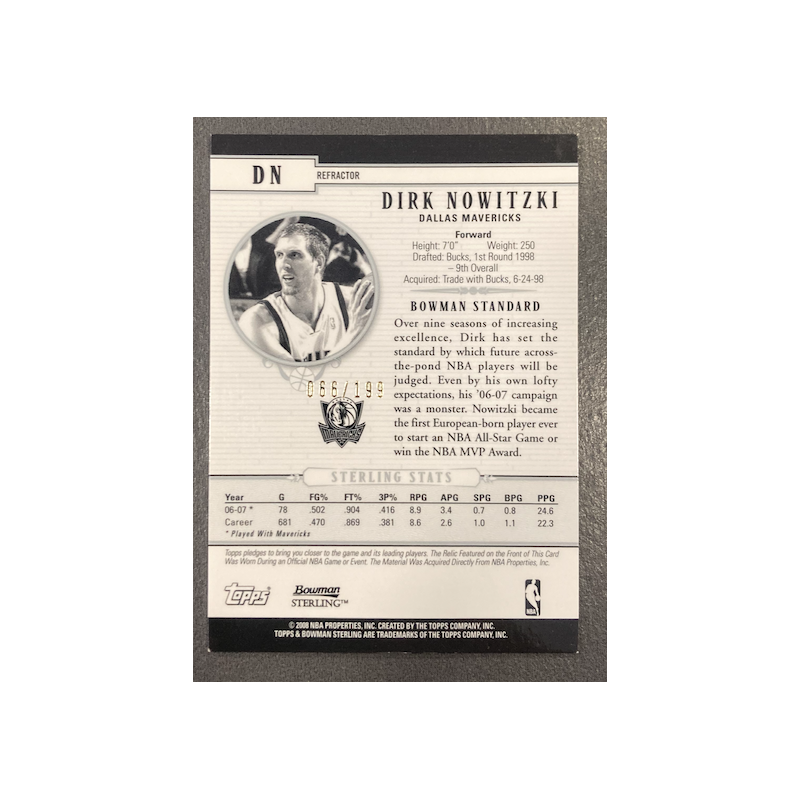 DIRK NOWITZKI 2006-07 BOWMAN STERLING REFRACTOR 066/199