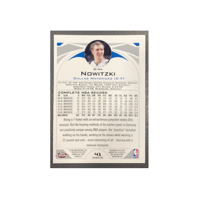 DIRK NOWITZKI 2004-05 TOPPS CHROME REFRACTOR 41