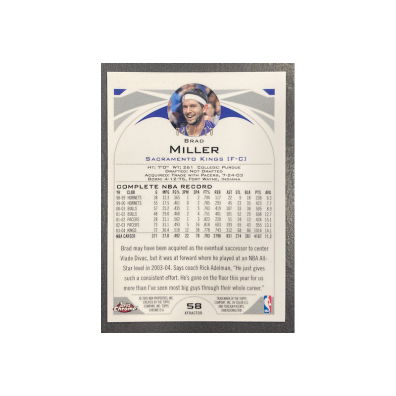 BRAD MILLER 2004-05 TOPPS CHROME X-FRACTOR 44/110